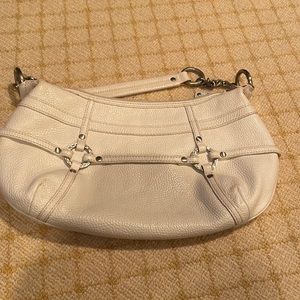 Womens white pebbles leather handbag